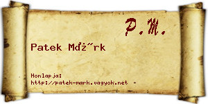 Patek Márk névjegykártya